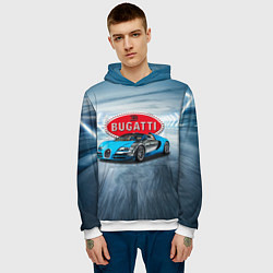 Толстовка-худи мужская Бугатти - мощь, престиж, мечта!, цвет: 3D-белый — фото 2
