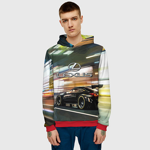 Мужская толстовка Lexus - скорость режим / 3D-Красный – фото 3