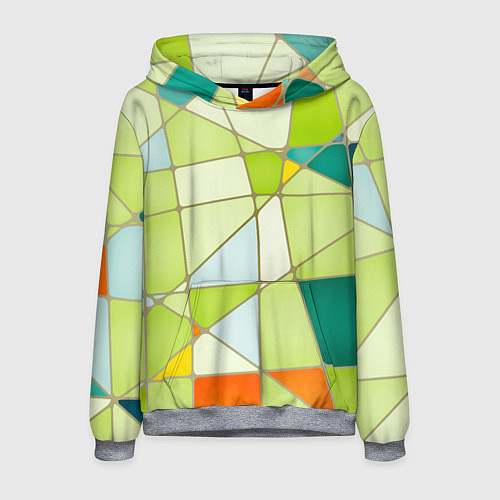 Мужская толстовка Абстрактный салатовый стеклянный паттерн / 3D-Меланж – фото 1