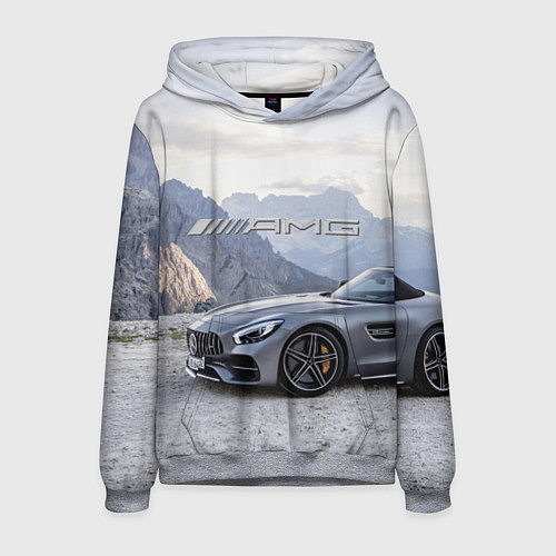 Мужская толстовка Mercedes AMG V8 Biturbo cabriolet - mountains / 3D-Меланж – фото 1