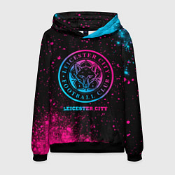 Толстовка-худи мужская Leicester City - neon gradient, цвет: 3D-черный