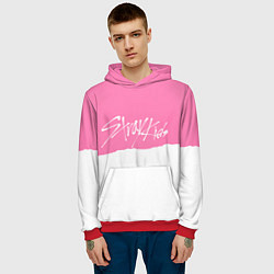 Толстовка-худи мужская Stray Kids pink and white, цвет: 3D-красный — фото 2