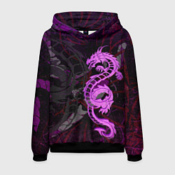 Толстовка-худи мужская Неоновый дракон purple dragon, цвет: 3D-черный