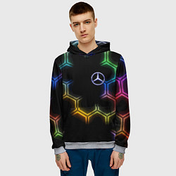 Толстовка-худи мужская Mercedes - neon pattern, цвет: 3D-меланж — фото 2