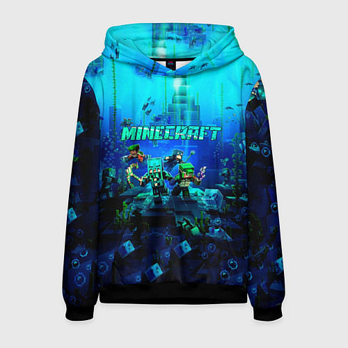 Мужская толстовка Minecraft water / 3D-Черный – фото 1