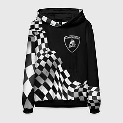 Толстовка-худи мужская Lamborghini racing flag, цвет: 3D-черный
