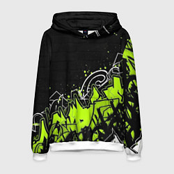 Толстовка-худи мужская Яркое граффити на черной стене, цвет: 3D-белый