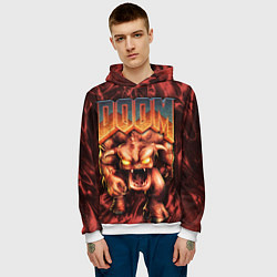 Толстовка-худи мужская DOS DOOM - Bull demon, цвет: 3D-белый — фото 2