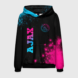 Толстовка-худи мужская Ajax - neon gradient: надпись, символ, цвет: 3D-черный