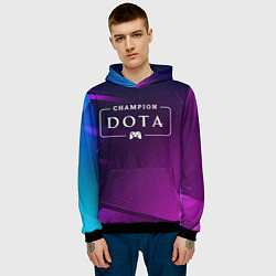 Толстовка-худи мужская Dota gaming champion: рамка с лого и джойстиком на, цвет: 3D-черный — фото 2