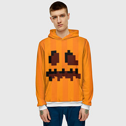 Толстовка-худи мужская Тыква - Майнкрафт - Хеллоуин, цвет: 3D-белый — фото 2