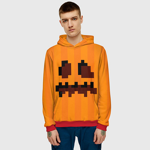 Мужская толстовка Тыква - Майнкрафт - Хеллоуин / 3D-Красный – фото 3