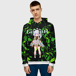 Толстовка-худи мужская Нахида дендро архонт, цвет: 3D-белый — фото 2