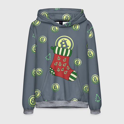 Мужская толстовка Christmas funny bitcoin / 3D-Меланж – фото 1