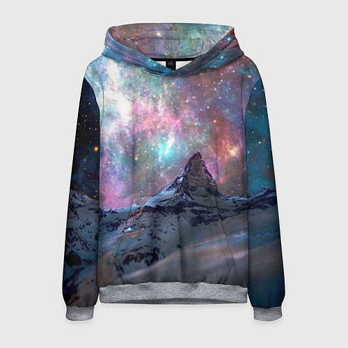 Мужская толстовка Снежная вершина и бесконечное космическое простран / 3D-Меланж – фото 1