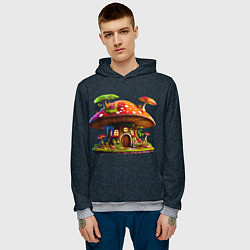 Толстовка-худи мужская Сказочный домик из гриба, цвет: 3D-меланж — фото 2