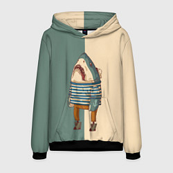 Толстовка-худи мужская Акула-моряк, цвет: 3D-черный