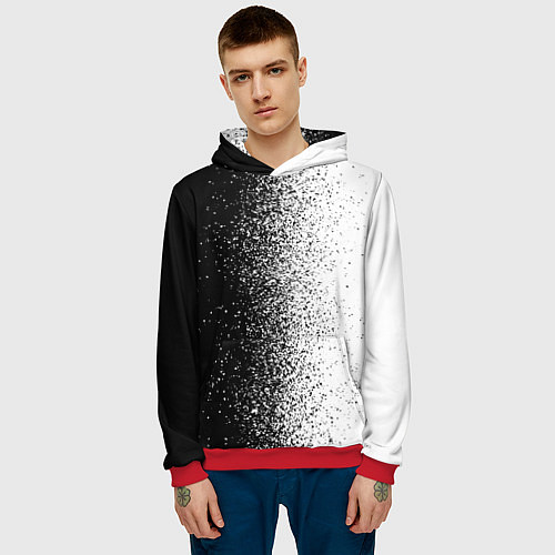 Мужская толстовка Брызги красок - Черно-белый / 3D-Красный – фото 3