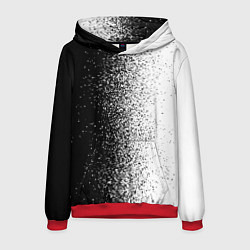 Толстовка-худи мужская Брызги красок - Черно-белый, цвет: 3D-красный