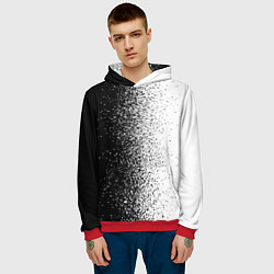 Толстовка-худи мужская Брызги красок - Черно-белый, цвет: 3D-красный — фото 2