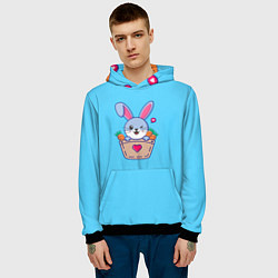 Толстовка-худи мужская Кролик Символ года 2023, цвет: 3D-черный — фото 2