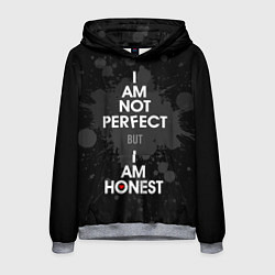 Толстовка-худи мужская I am not perfect, but I am honest, цвет: 3D-меланж