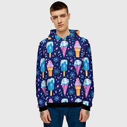 Толстовка-худи мужская Новогоднее мороженое, цвет: 3D-черный — фото 2
