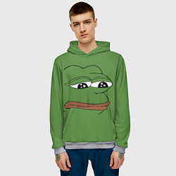 Толстовка-худи мужская Лягушонок Pepe грустит, цвет: 3D-меланж — фото 2