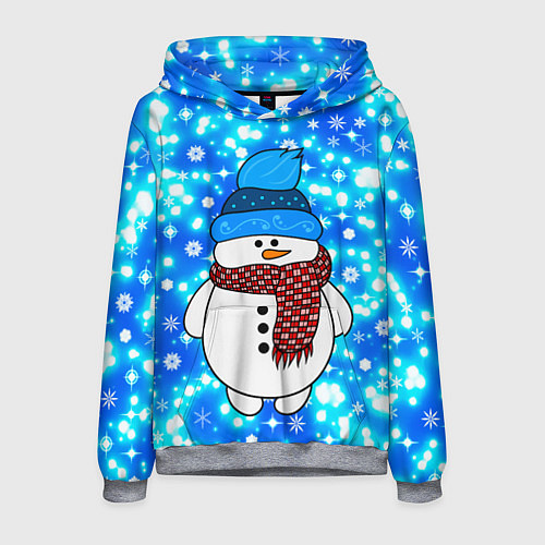 Мужская толстовка Снеговик в шапке / 3D-Меланж – фото 1