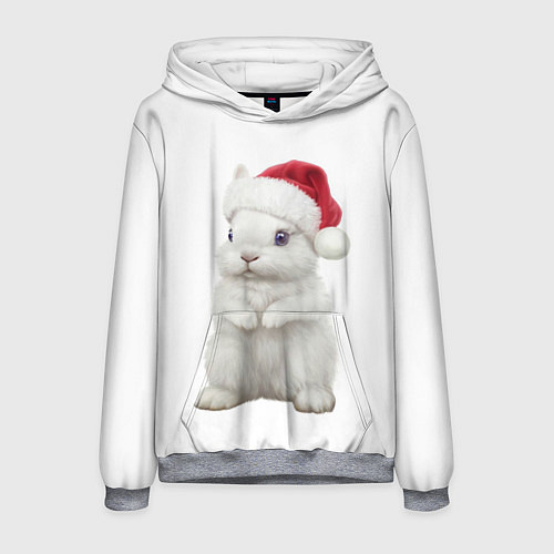Мужская толстовка Рождественский крольчонок / 3D-Меланж – фото 1