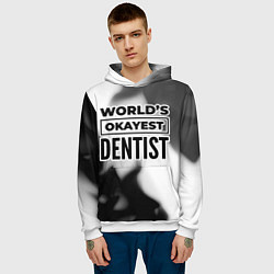 Толстовка-худи мужская Worlds okayest dentist - white, цвет: 3D-белый — фото 2