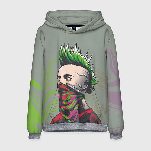 Мужская толстовка Панк с зелеными волосами / 3D-Меланж – фото 1
