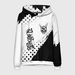 Толстовка-худи мужская Aerosmith и рок символ на светлом фоне, цвет: 3D-белый