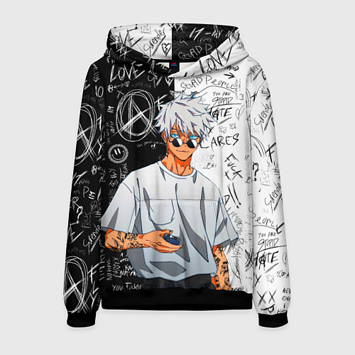 Мужская толстовка Сатору Годжо в очках - магическая битва / 3D-Черный – фото 1