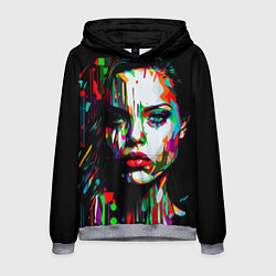 Толстовка-худи мужская Анджелина Джоли - поп-арт, цвет: 3D-меланж