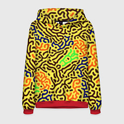 Толстовка-худи мужская Абстрактные кислотные полосы, цвет: 3D-красный