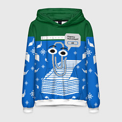 Толстовка-худи мужская Скрепка Microsoft, цвет: 3D-белый