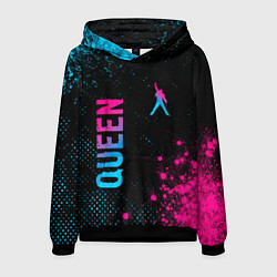 Толстовка-худи мужская Queen - neon gradient: надпись, символ, цвет: 3D-черный