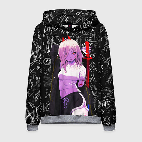 Мужская толстовка Да это же Пауэр - Человек бензопила / 3D-Меланж – фото 1