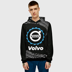 Толстовка-худи мужская Volvo в стиле Top Gear со следами шин на фоне, цвет: 3D-черный — фото 2