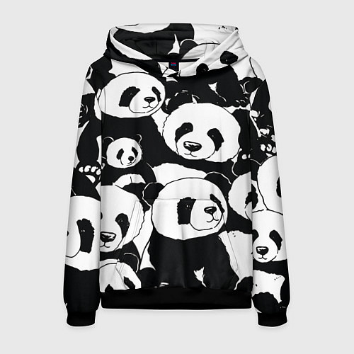 Мужская толстовка С пандами паттерн / 3D-Черный – фото 1