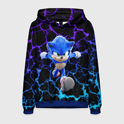 Толстовка-худи мужская Sonic неоновый мрамор, цвет: 3D-синий