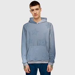 Толстовка-худи мужская Серый снег, цвет: 3D-меланж — фото 2