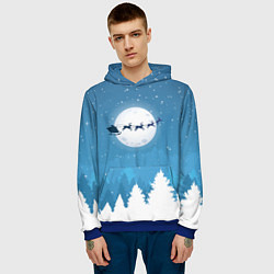 Толстовка-худи мужская Новогодняя сказка дед мороз, цвет: 3D-синий — фото 2