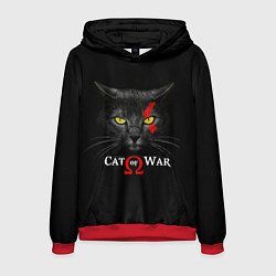 Толстовка-худи мужская Cat of war collab, цвет: 3D-красный