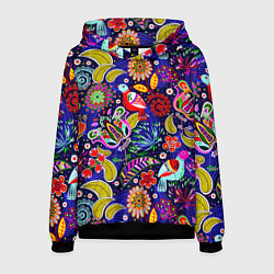Толстовка-худи мужская Multicolored floral patterns, цвет: 3D-черный