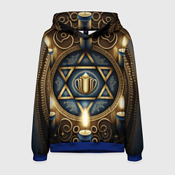Толстовка-худи мужская Ханука праздник огней, цвет: 3D-синий