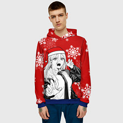 Толстовка-худи мужская Пауэр в новогодней шапочке, цвет: 3D-синий — фото 2