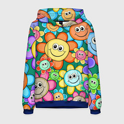 Толстовка-худи мужская Ромашки - смайлы, цвет: 3D-синий