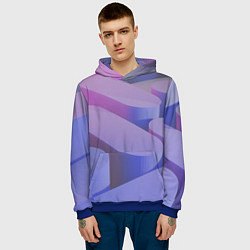 Толстовка-худи мужская Абстрактные фиолетовые прямоугольники со скругленн, цвет: 3D-синий — фото 2